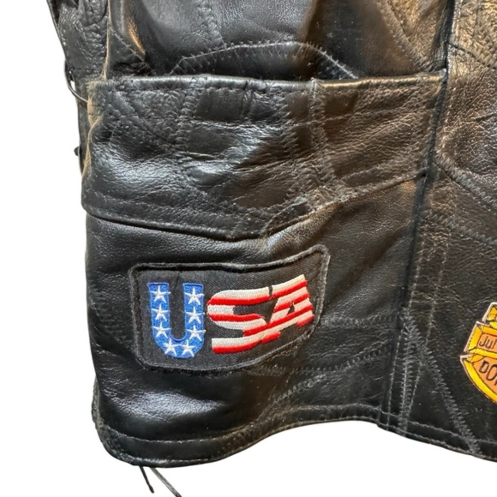 Diamond Plate Buffalo Leather EUC Motorcycle Vest Men's Hand-Sewn Pebble Grain3X - Picture 4 of 13